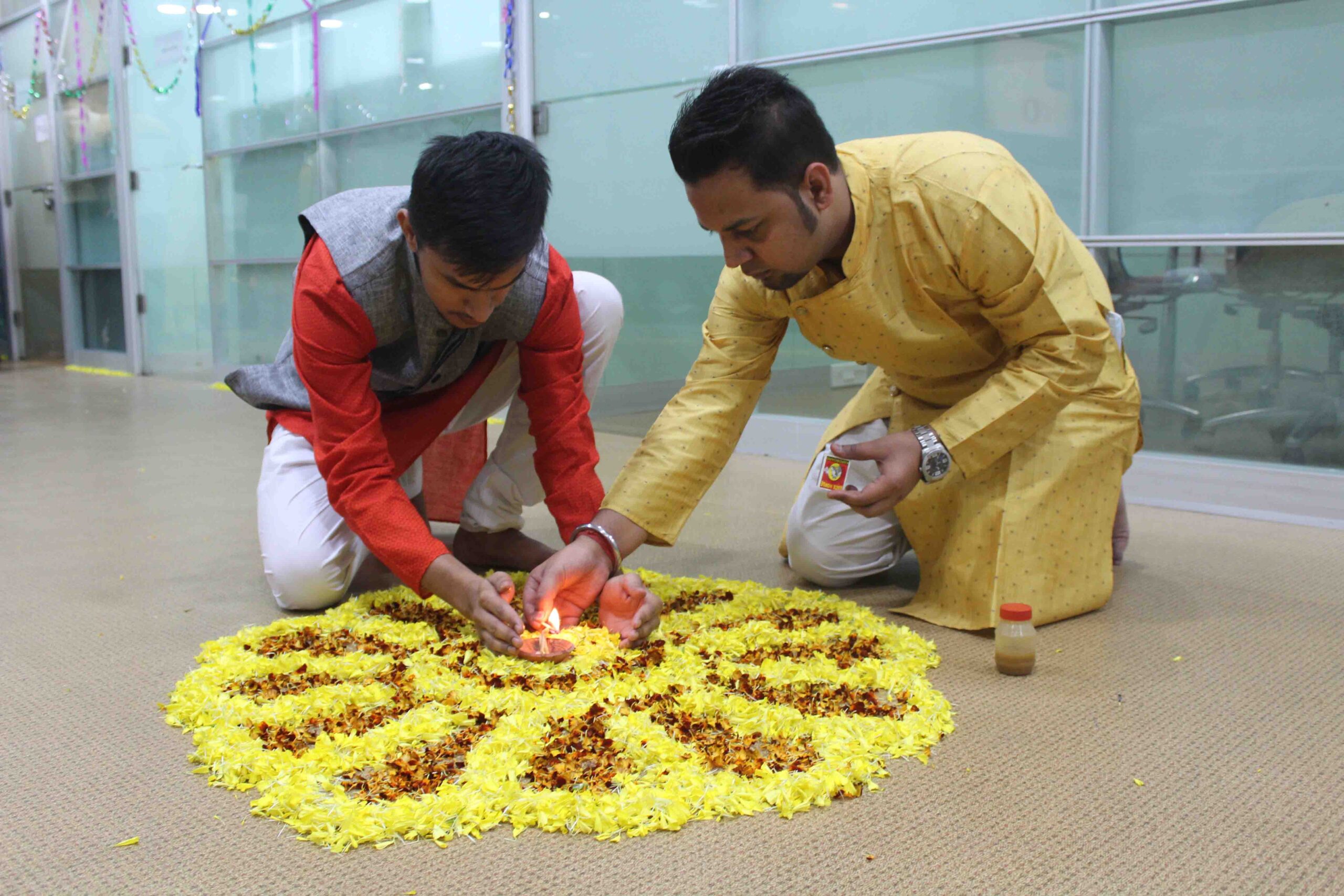 Flower decoration at Saraswati Puja 2022